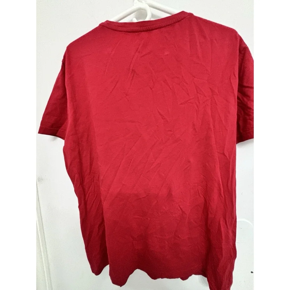 Polo Ralph Lauren Large Red Slim Fit Tee Blue Logo 46x28 Clean Short Sleeve